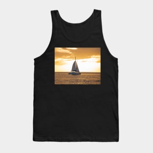 Sailboat sailing off of Anse Chastanet at Sunset Saint Lucia Caribbean Tank Top